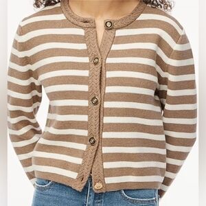 J. Crew Tan and Cream Striped Cardigan